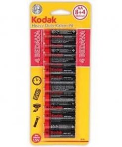 Kodak AA Kalem Pil 8+4 12 li paket Çinko Karbon Pil Heavy Duty