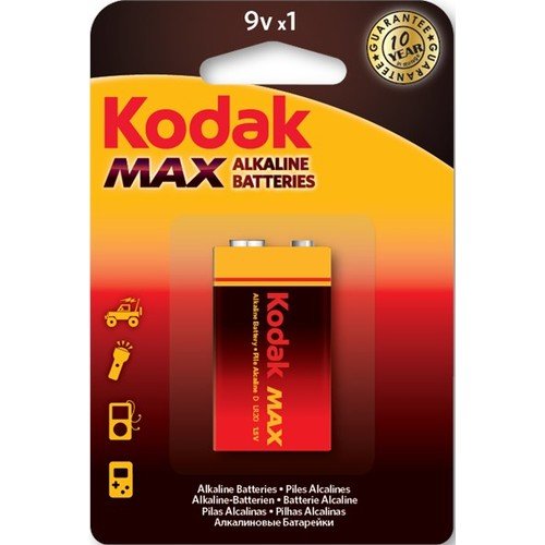 Kodak Max 9 Volt Alkalin Pil 9v, 6LR61, MN1604, K9V-1 Kodak Maks pil