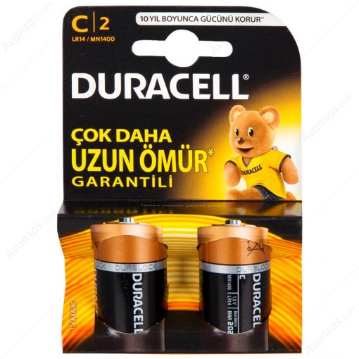 Duracell C Orta Boy Pil 2li paket Alkalin Pil LR14 MN1400