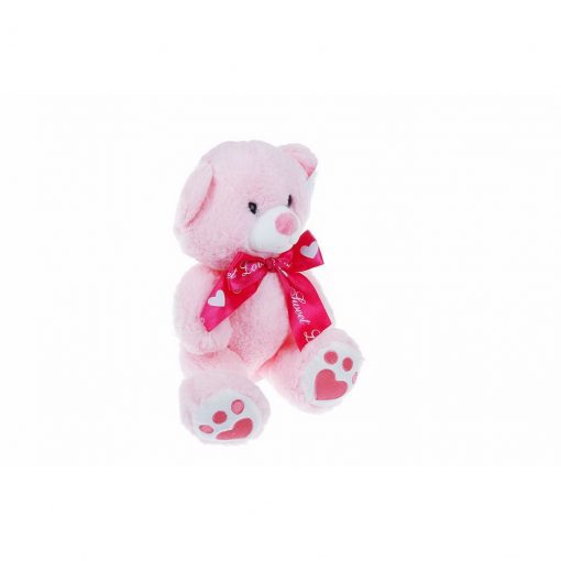 Pelüş Oyuncak Ayı Sevimli Peluş Ayıcık 25CM Kurdeleli Pembe