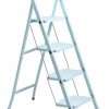 Perilla 4 Basamaklı Katlanır Metal Merdiven Toz Mavi Renkli Boyalı