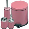 Perilla 4lü Banyo Takımı Seti Pembe- Klozet Fırçası+5LT Çöp Kovası+Diş Fırçalık+Sıvı Sabunluk