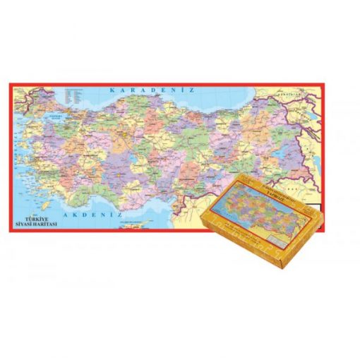 İl İl Türkiye Siyasi Haritası 123 Parça Puzzle Büyük Yap boz 32x68 Keskin Color Puzz