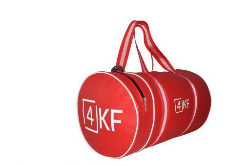 4KF Spor Çantası Klasik Yuvarlak Askılı Silindir Fitness Okul Gezi Gym Çantası Kırmızı