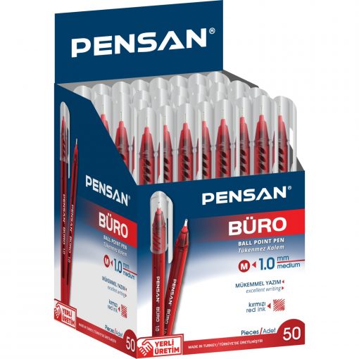 Pensan Büro Tükenmez Kalem 1Mm 2270 Kırmızı 50 Li