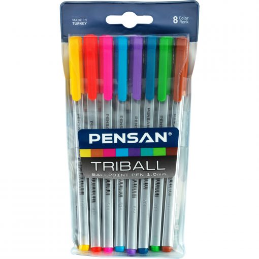 Pensan Tükenmez Triball 1Mm Renkli 8 Li Set 01003