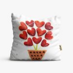 Kırlent Kılıfı 42x42cm Dekoratif Kırlent Yastık Kılıfı Kalpli Tasarım Modeli Lv 20