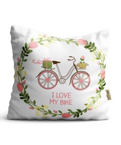 Kırlent Kılıfı 42x42cm Dekoratif Kırlent Yastık Kılıfı Love Bike Modeli Bf 15