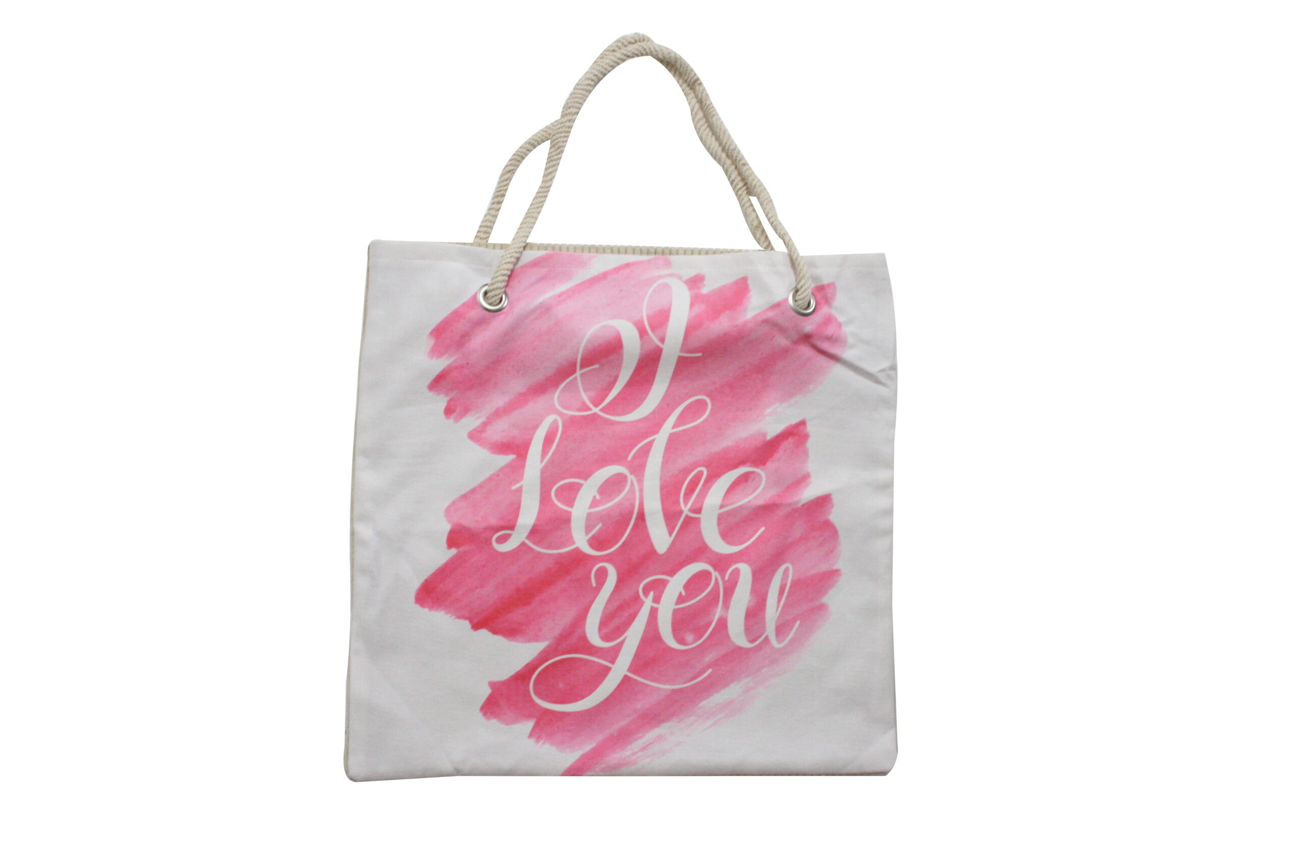 Bez Çanta Plaj Çantası Alışveriş Bez Torbası İpli Dijital Baskı I Love You Lv13