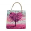 Bez Çanta Plaj Çantası Alışveriş Bez Torbası İpli Dijital Baskı Kalpten Ağaç Aşıklar Ağacı Krm48