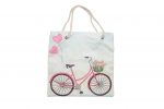 Bez Çanta Plaj Çantası Alışveriş Bez Torbası İpli Dijital Baskı Kalpten Balonlu Bisiklet Lv36