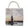 Bez Çanta Plaj Çantası Alışveriş Bez Torbası İpli Dijital Baskı Kız Kulesi Krm25