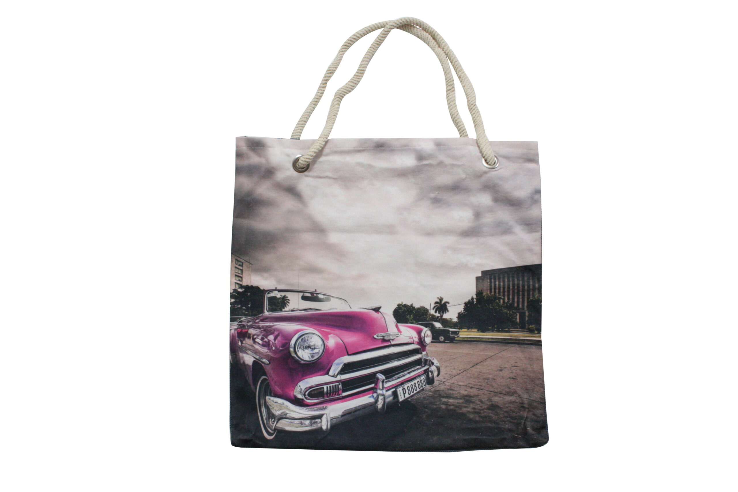 Bez Çanta Plaj Çantası Alışveriş Bez Torbası İpli Dijital Baskı Nostalji Krm32