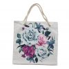 Bez Çanta Plaj Çantası Alışveriş Bez Torbası İpli Dijital Baskı Renkli Güller Krm54