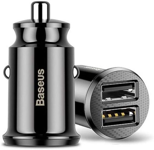 Baseus CCALL-ML01 Mini Dual USB 3.1A Max Çıkışlı Hızlı Araç Şarj Başlığı - Siyah