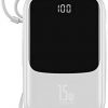 Baseus Q Pow 10.000 mAh LCD Display 3A. 2xUSB Lightning Kablolu PD Power Bank Beyaz