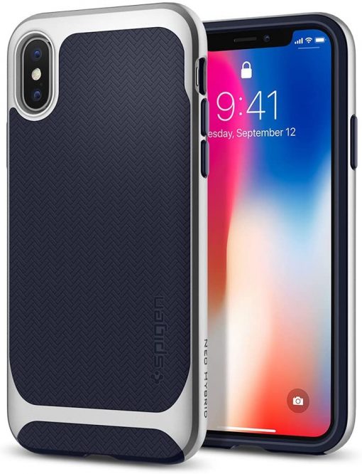 Spigen Telefon Kılıfı Apple iPhone X Kılıf Neo Hybrid Satin Silver