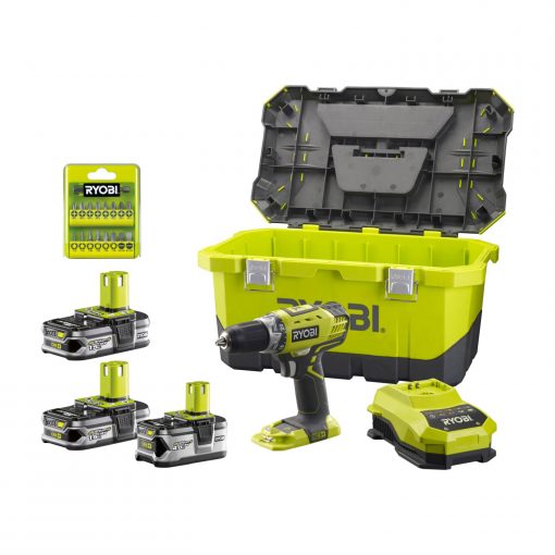 Ryobi Vidalama RCD1802LLL99T Üç Akülü 2 Vitesli Vidalama + 17 Parça Vidalama Seti Lithium ion 18 V