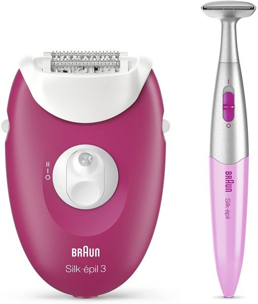 Braun Epilatör Silk-Epil 3 3-420 Epilasyon Cihazı 2 Ek Parçalı Kablolu Ahududu Pembe