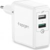 Spigen F207 Essential 30W Hızlı Şarj Cihazı 2 Port USB Qualcomm 3.0 18W + iP  12W Duvar Şarjı
