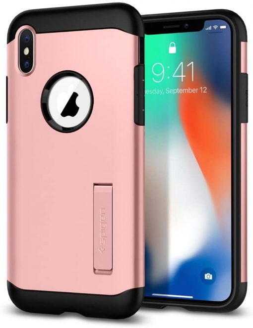 Spigen Apple iPhone XS / iPhone X Kılıf Slim Armor Rose Gold