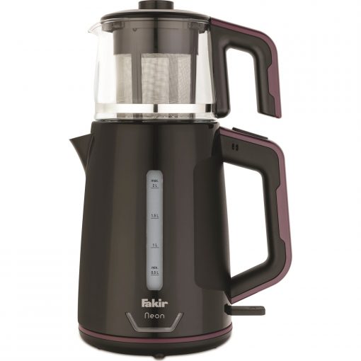 Fakir Neon Çay Makinesi Siyah - Violet 1800W Su Isıtıcı Cam Kettle