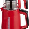 Fakir Çay Makinesi Neon 1800 W Cam Demlikli Çay Makinesi Kırmızı Siyah