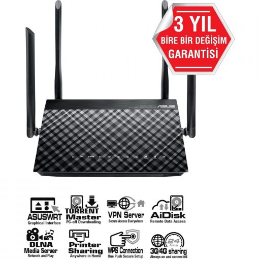 Asus DSL-AC55U DualBand Torrent Bulut Dlna 4G Vpn ADSL VDSL-FiBER Modem Router