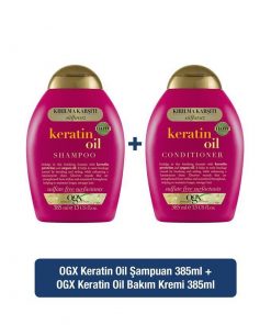 OGX Keratin Oil Sülfatsız Şampuan 385 ml + Sülfatsız Bakım Kremi 385 ml 2'li Set