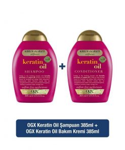OGX Keratin Oil Sülfatsız Şampuan 385 ml + Sülfatsız Bakım Kremi 385 ml 2'li Set
