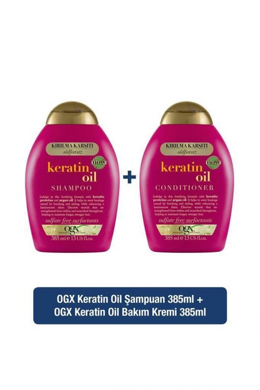 OGX Keratin Oil Sülfatsız Şampuan 385 ml + Sülfatsız Bakım Kremi 385 ml 2'li Set