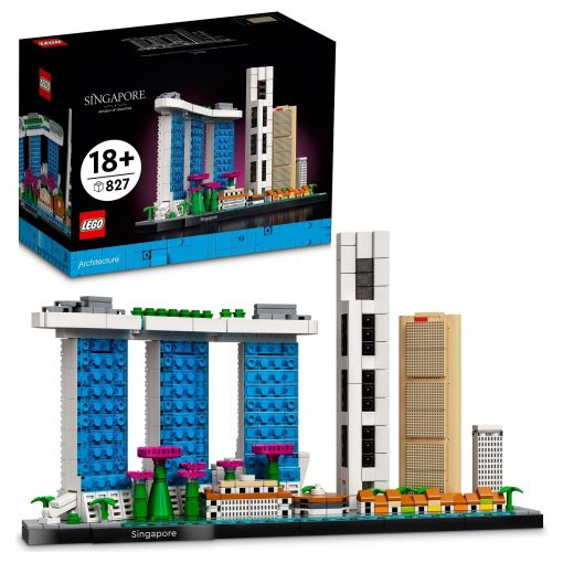 LEGO® Architecture Şehir Yapıları Koleksiyonu: Singapur 21057 - Yetişkinler İçin Koleksiyonluk Sergilenebilir Model Yapım Seti (827 Parça)