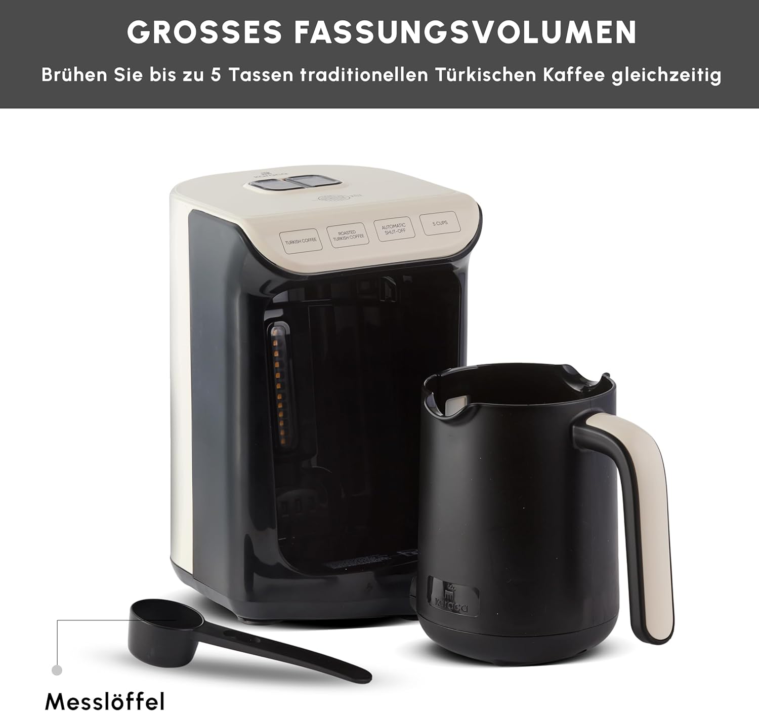 Karaca Hatır Köz 5 Fincan Kapasiteli Türk Kahve Makinesi, Krem - Görsel 3