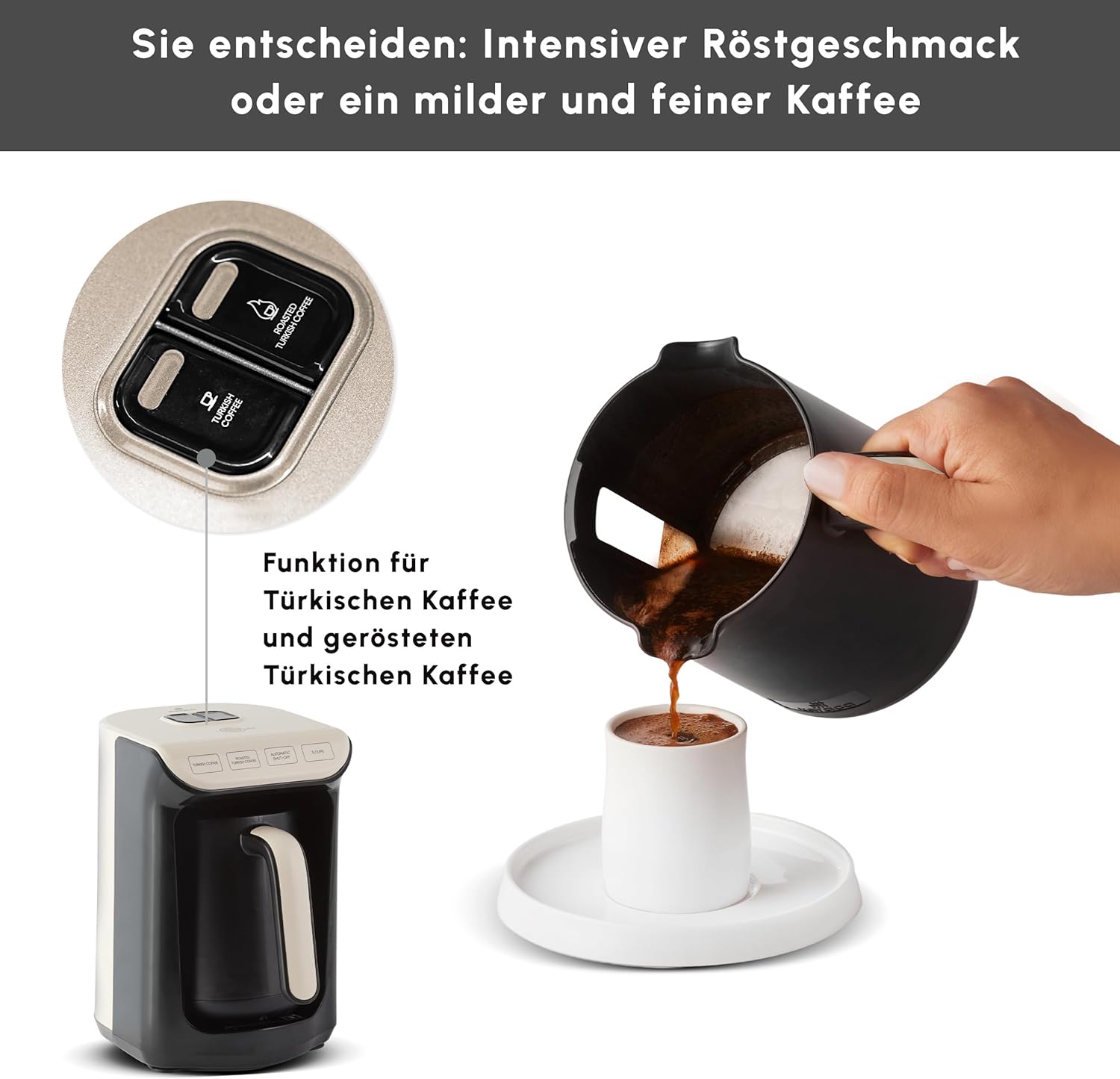 Karaca Hatır Köz 5 Fincan Kapasiteli Türk Kahve Makinesi, Krem - Görsel 8