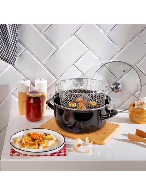 Schafer Fry Çıtır Kızartma Tenceresi 22 Cm-3 Parça-Siyah