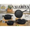 Taç Valeriya Döküm 7 Parça Döküm Kapak Tencere Seti Siyah