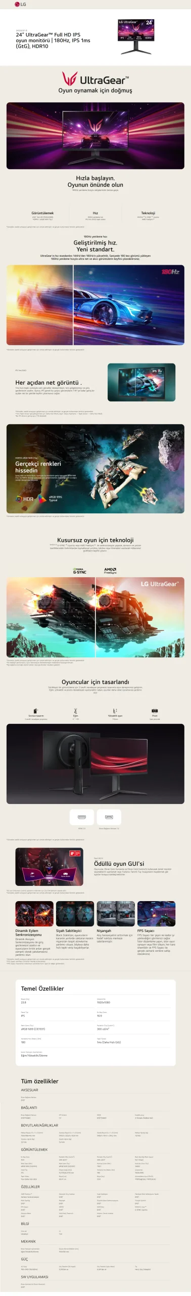 LG 24” Ultragear 24GS65F-B 1ms (Gtg) 180Hz (Hdmı+Display) Amd Freesync + G-Sync HDR10 IPS Panel Fhd Pivot Gaming Monitör - Görsel 6