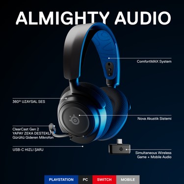 SteelSeries Arctis Nova 7p Kablosuz Playstation Konsol Kulaklığı - Görsel 2