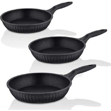 Taç Valeriya 20-24-28 3 lü Tava Seti Döküm Granit Tava Seti 4974