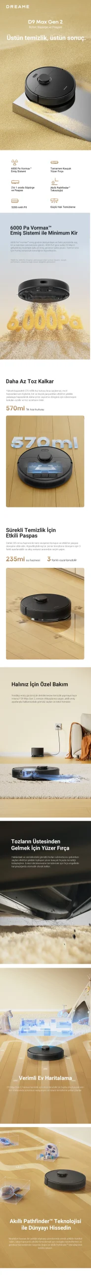 Dreame D9 Max Gen 2 Robot Süpürge Siyah - Görsel 9