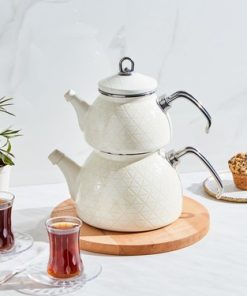 Karaca Kristal Krem Emaye Midi Çaydanlık Takımı