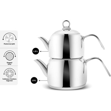 Karaca Urban İndüksiyon Tabanlı Midi Çaydanlık Takımı - Görsel 3