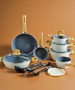 Karaca Refika Birgül Swiss Crystal 15 Parça Çeyiz Seti 26 cm Seramik Kaplama Derin Tencere Seti İndüksiyon ve Fırına Uygun Değil