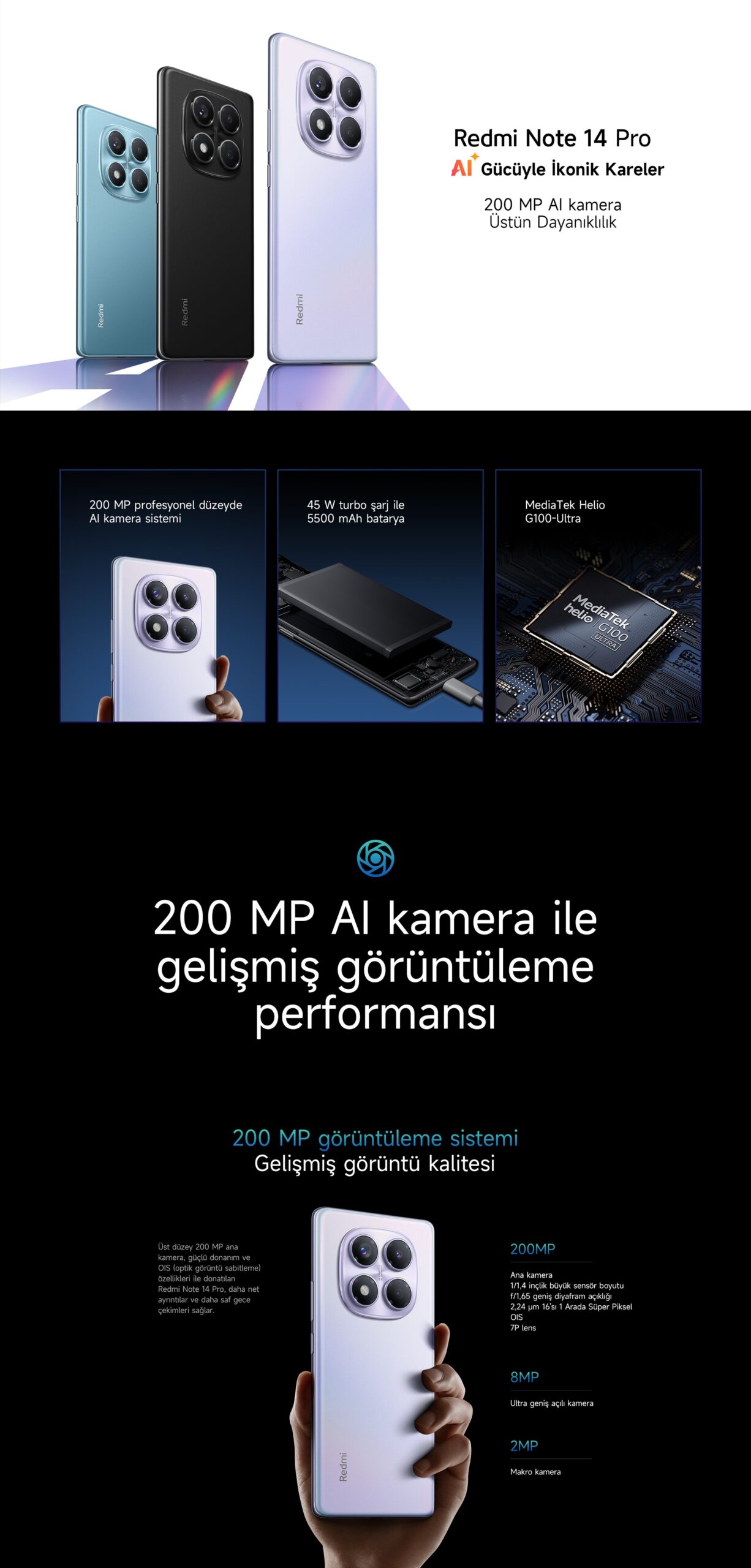 Xiaomi REDMI Note 14 Pro 256 GB 8 GB Ram (Xiaomi Türkiye Garantili) Mavi - Görsel 10