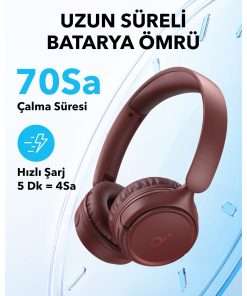 Alternative view of Anker Soundcore H30i Mikrofonlu Kablosuz Kulaküstü Kulaklık - 70 Saat Oynatma Süresi- Soundcore Uygulama Destekli - Multipoint Connection - Kırmızı (Anker Türkiye Garantili)