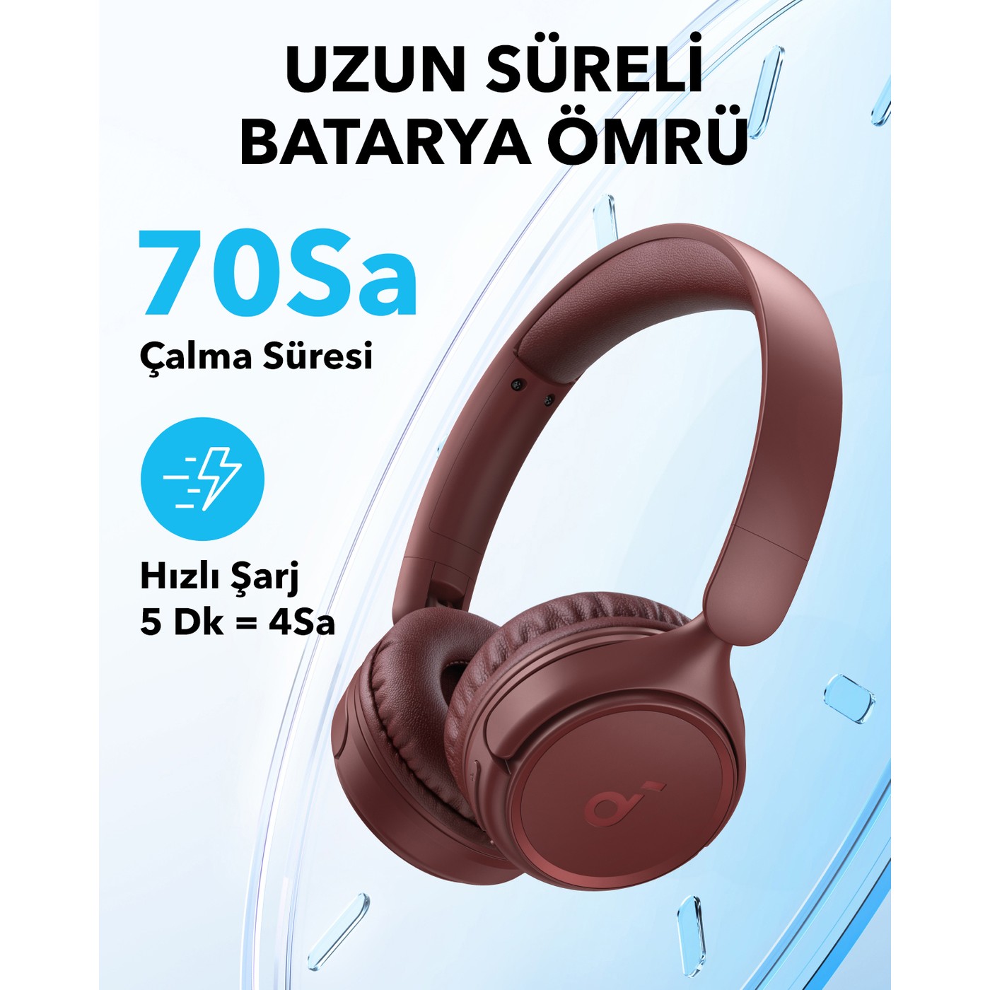 Anker Soundcore H30i Mikrofonlu Kablosuz Kulaküstü Kulaklık - 70 Saat Oynatma Süresi- Soundcore Uygulama Destekli - Multipoint Connection - Kırmızı (Anker Türkiye Garantili) - Görsel 2