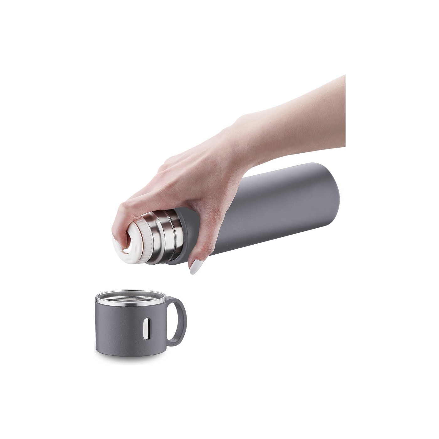 Korkmaz Enjoy Gri Termos Çelik Mug 580 ml Modern Tasarım Uzun Süre Sıcak Soğuk Tutma - Görsel 3
