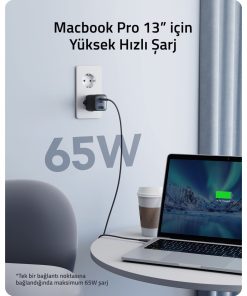 Alternative view of Anker 735 Nano II 65W 3 Portlu USB-C Hızlı Şarj Cihazı - iPhone / Android / Macbook Uyumlu GaN II - PPS Destekli Type-C Hızlı Şarj Adaptörü - A2667 (Anker Türkiye Garantili)