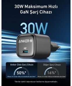 Alternative view of Anker Zolo A2698 30 W Siyah Hızlı Şarj Adaptörü Gan Usb-C Şarj Cihazı - Gelişmiş Gan II Teknolojisi