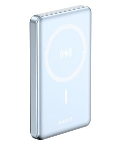 Havit PB5203 Mavi 10000 mAh Hızlı Şarj Kablosuz Powerbank  Magsafe Manyetik Kablosuz Powerbank Ultra Ince 20W